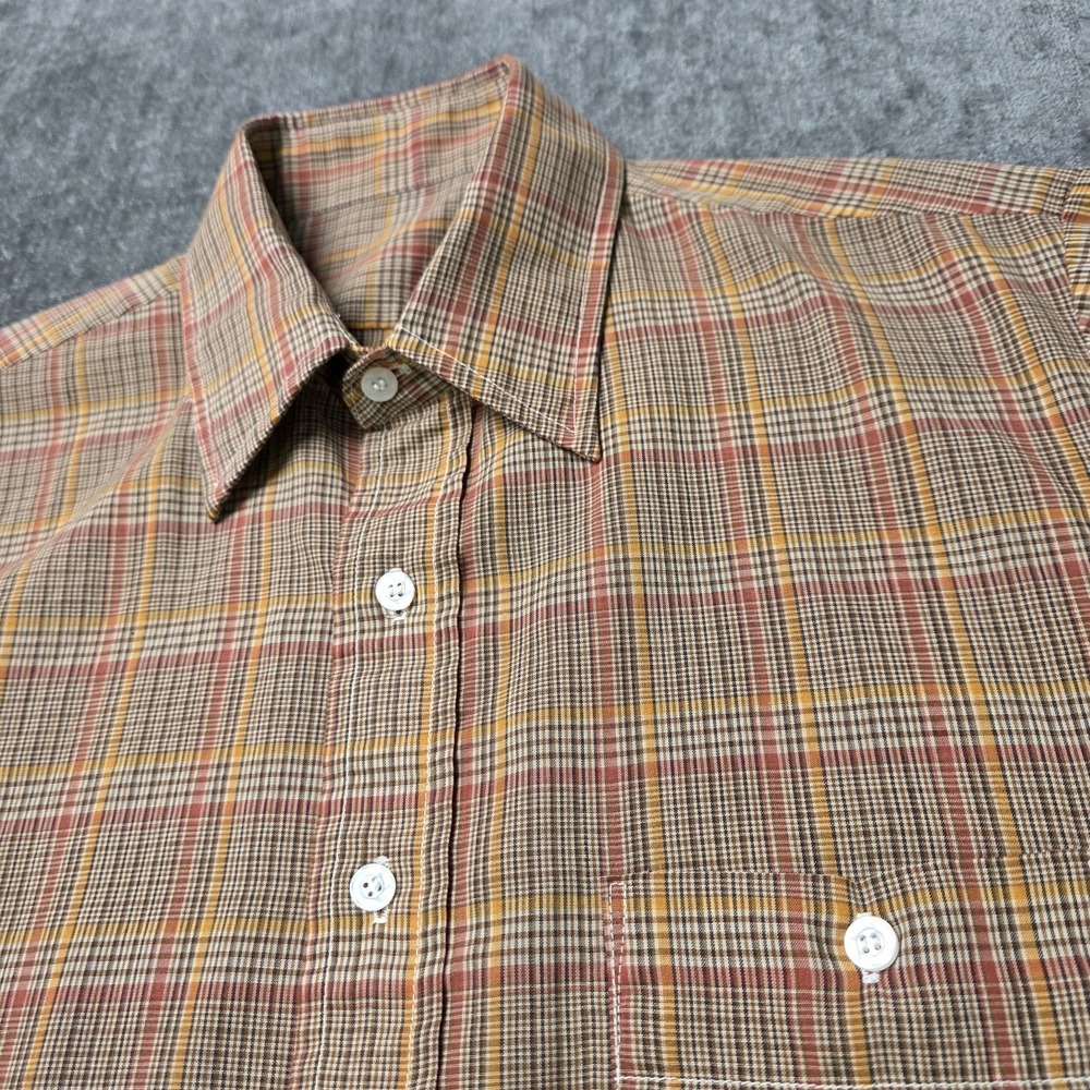 Vtg 70s Dagger Collar Button Up Shirt Mens Medium Multicolor Polycotton Thin M